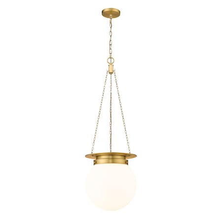 Z-Lite Calhoun Pendant, 1-Light, 13 In.W x 14.75 In.H, Heritage Brass/white opal 7505P13-HBR